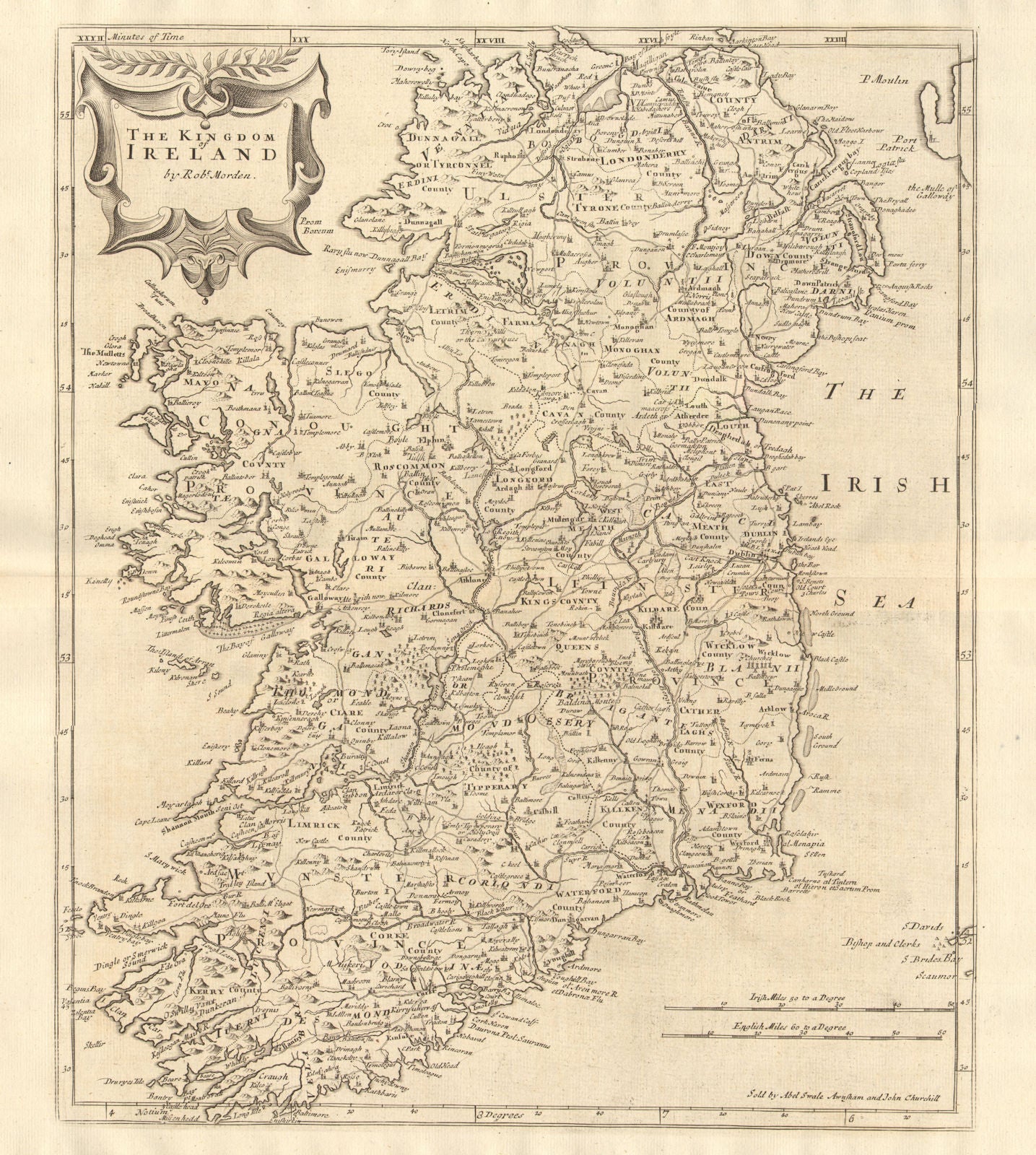 THE KINGDOM OF IRELAND. by ROBERT MORDEN from Camden's Britannia 1772 old map